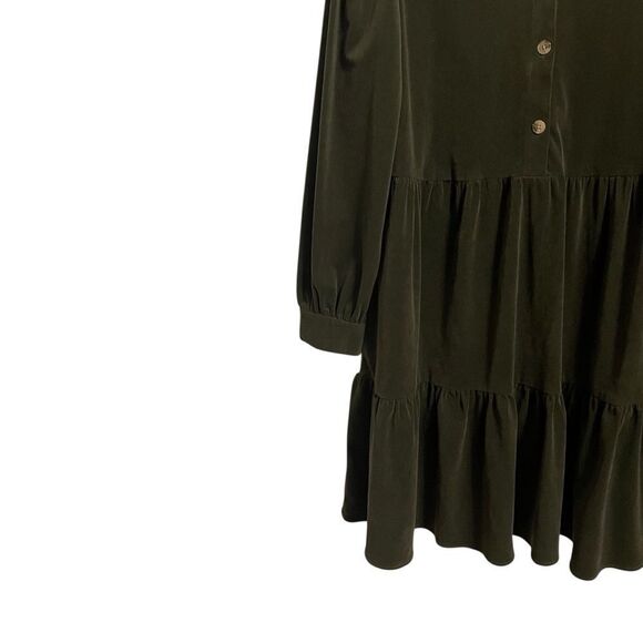 Donna Morgan Sage Green Corduroy Dress W/Pockets Long Sleeve Size 12 - Picture 6 of 9